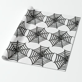 SPINDELNÄT BLACK OCH WHITE HALLOWEEN GIFT WRAP PRESENTPAPPER