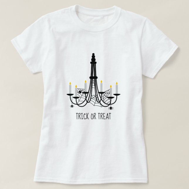 Spindelnät chandelier Halloween-tema T Shirt (Design framsida)