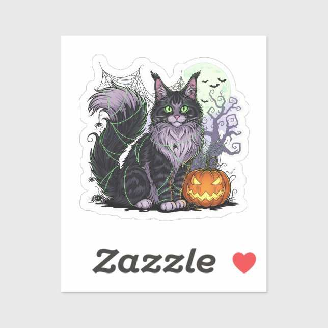 Spindelnät Coon - Maine Coon Halloween Klistermärken (Ark)