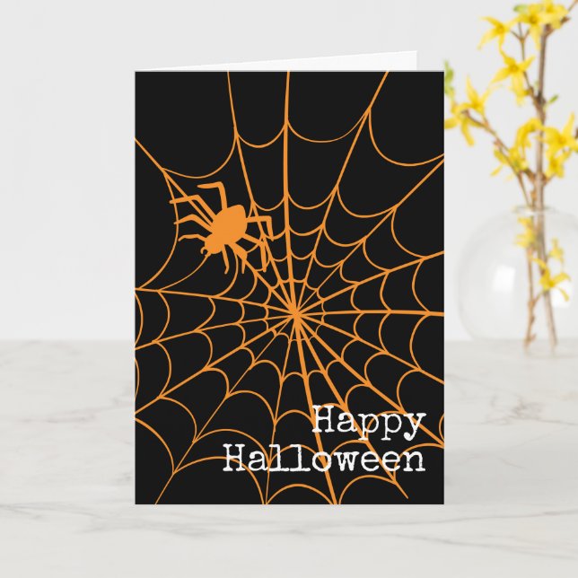 Spindelnät Creepy Halloween-hälsningskort Kort (Gul blomma)