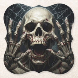 Spindelnät, Döskalle och Ben Kuslig Halloween Underlägg Papper