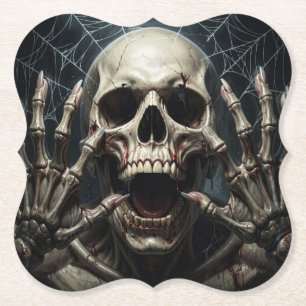 Spindelnät, Döskalle och Ben Kuslig Halloween Underlägg Papper