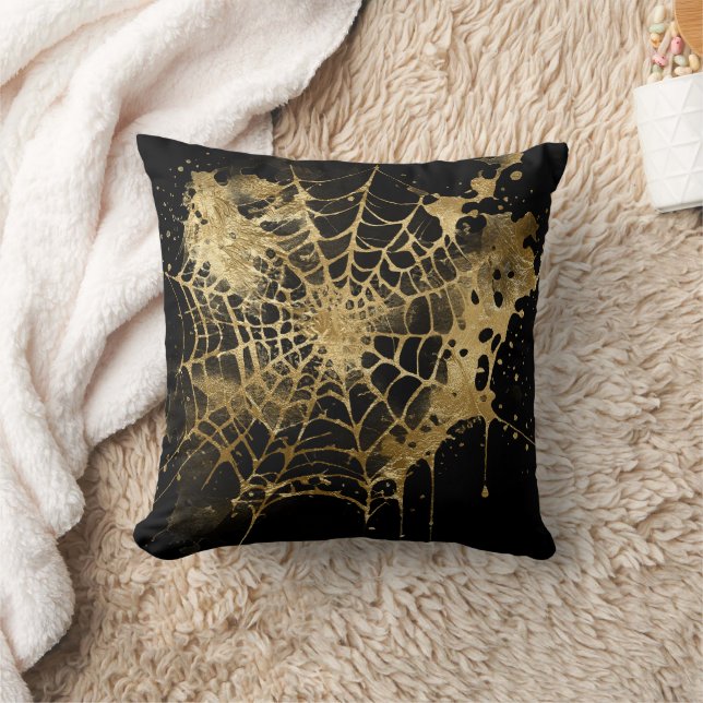 Spindelnät Elegance | Creepy Fine Guld Cobweb Kudde (Filt)