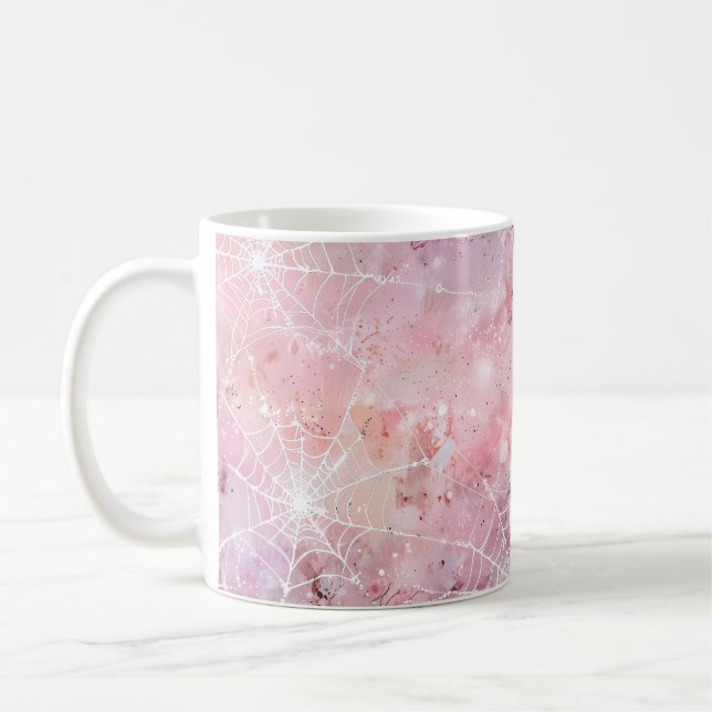 Spindelnät för enkel Whimsical Cute Rosa Kaffemugg (Vänster)