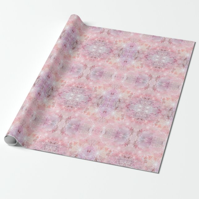 Spindelnät för enkel Whimsical Cute Rosa Presentpapper (Utrullad)