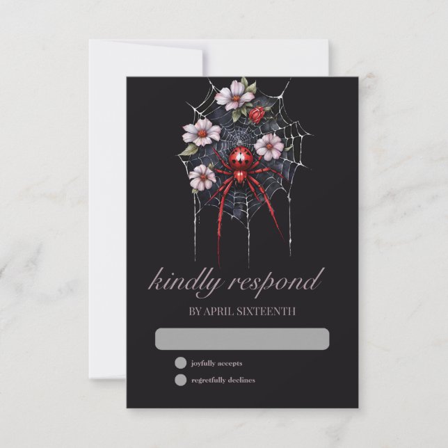 Spindelnät för Gothic Red & Black-Blommigt - handt OSA Kort (Framsida)