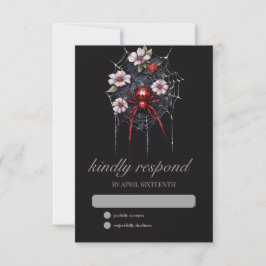 Spindelnät för Gothic Red & Black-Blommigt - handt OSA Kort