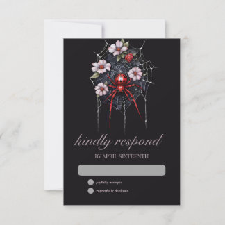 Spindelnät för Gothic Red & Black-Blommigt - handt OSA Kort