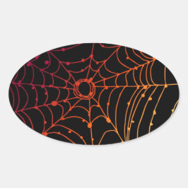 Spindelnät för rödaktig övertoning ovalt klistermärke
