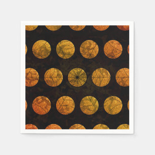 Spindelnät för svartvit och orange-polka-punkt pappersservett