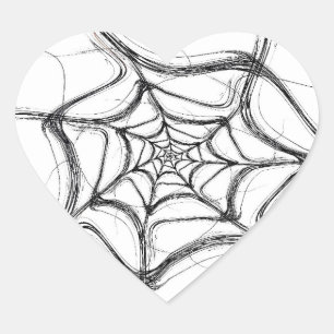 Spindelnät Fractal Heart-förnimmelse i bakgrunden Hjärtformat Klistermärke