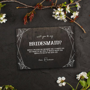 Spindelnät Goth Bröllop kommer att bli min bridesm Inbjudningar
