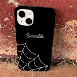 Spindelnät Goth Stil Personlig<br><div class="desc">Den här gode telefonväskan i stil har en spindelnät i kuvert eller eggshell-vit mot svart bakgrund och är redo som ska vara personlig med en namn eller annan text i matchande skript eller kursiv text.</div>