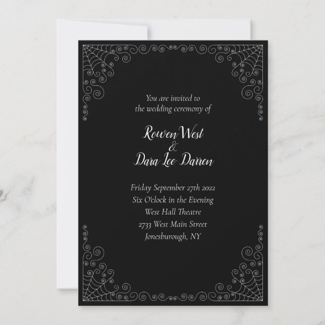 Spindelnät Gothic Wedding bjudande Inbjudningar (Framsida)