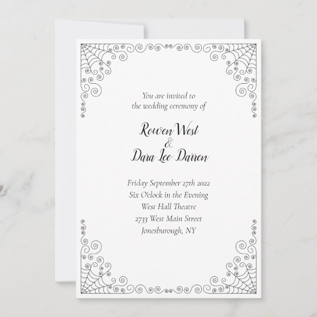 Spindelnät Gothic Wedding bjudande Inbjudningar (Framsida)