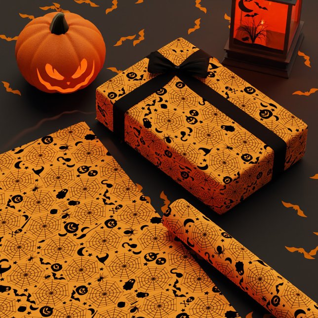 Spindelnät Halloween Anpassningsbar Färg Presentpapper (Spiderwebs Halloween Custom Color Wrapping Paper)