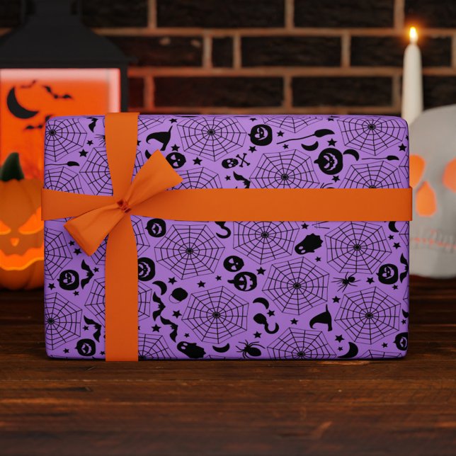 Spindelnät Halloween Anpassningsbar Färg Presentpapper (Spiderwebs Halloween Custom Color Wrapping Paper)