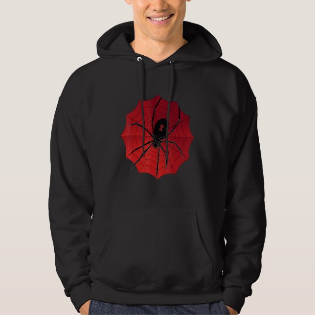 Spindelnät Halloween Red Back Widow Hoodie (Framsida)