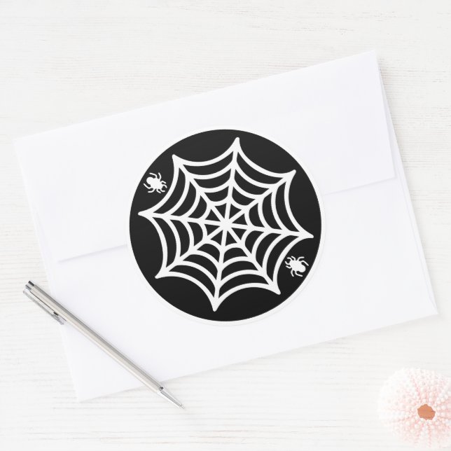 Spindelnät Halloween Runt Klistermärke (Kuvert)