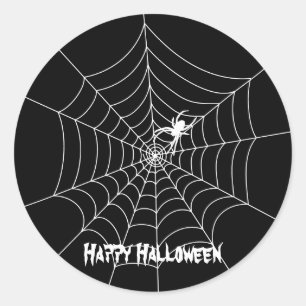 Spindelnät Halloween Sticker Runt Klistermärke