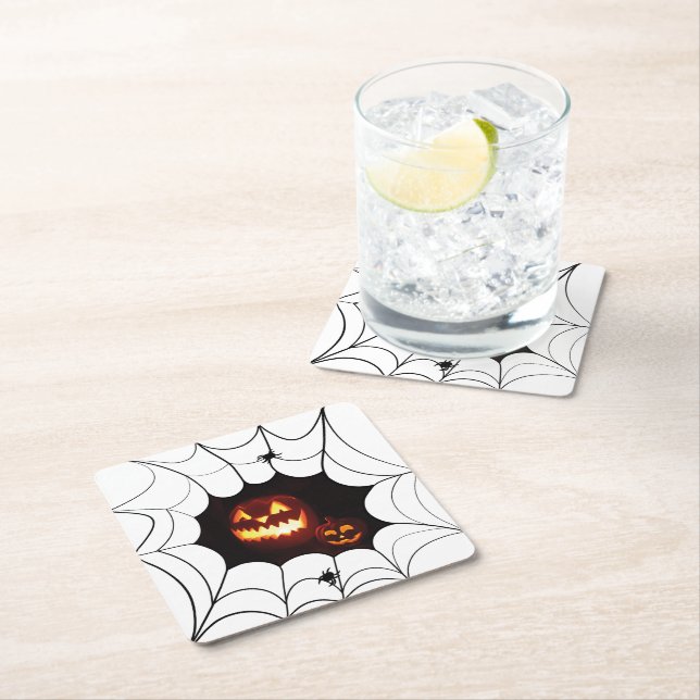 Spindelnät med pumpor underlägg papper kvadrat (Insitu)