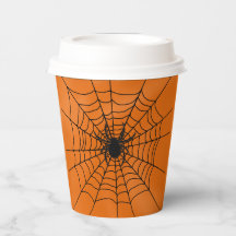 Spindelnät med Spider på Orange Halloween Papper C