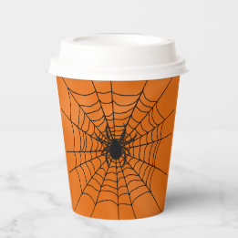 Spindelnät med Spider på Orange Halloween Papper C