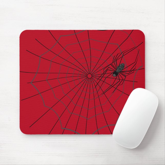 Spindelnät Mousepad, Mörk Red Musmatta (Med mus)