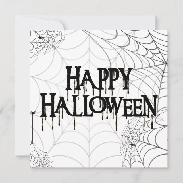 Spindelnät Och Glad Halloweenfest Inbjudningar (Framsida)