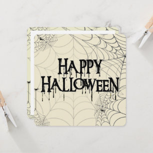 Spindelnät och Happy halloween Creepy Text Inbjudningar