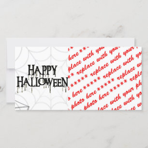 Spindelnät och Happy halloween Creepy Text Julkort