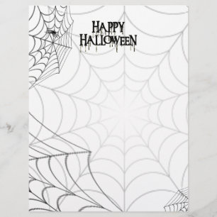 Spindelnät och Happy halloween Creepy Text Reklamblad