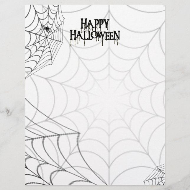 Spindelnät och Happy halloween Creepy Text Reklamblad (Framsidan)