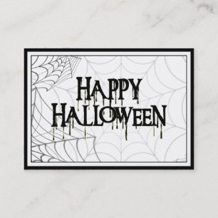 Spindelnät och Happy halloween Creepy Text Visitkort