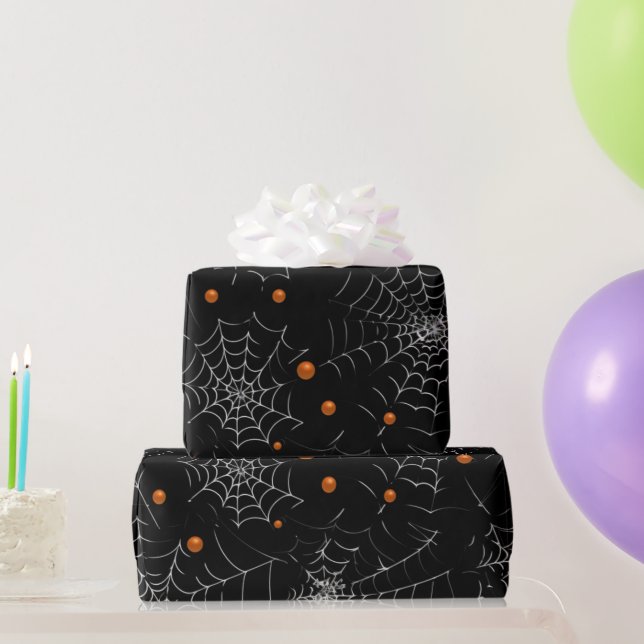 Spindelnät och prickar Modern svart Halloween Presentpapper (Festgåvor)