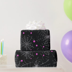 Spindelnät och prickar Modern svart Halloween Presentpapper
