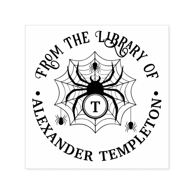 Spindelnät och spindlar Bibliotek Bok Namn Självfärgande Stämpel (Design)