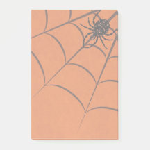 Spindelnät och svarta spindel Halloween-anteckning