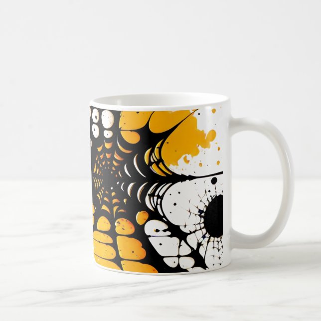 Spindelnät Orange och Black Halloween Mugg (Höger)