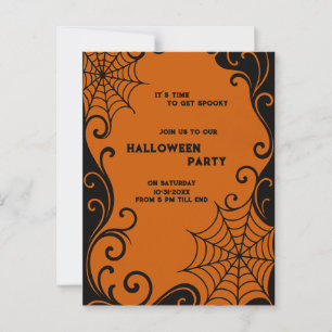 Spindelnät Ornament Orange Black gothic halloween Vykort