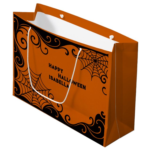 Spindelnät Ornament Orange Black Halloween (Framsidan Vinklad)