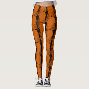 Spindelnät Ornament Orange Black halloween Leggings