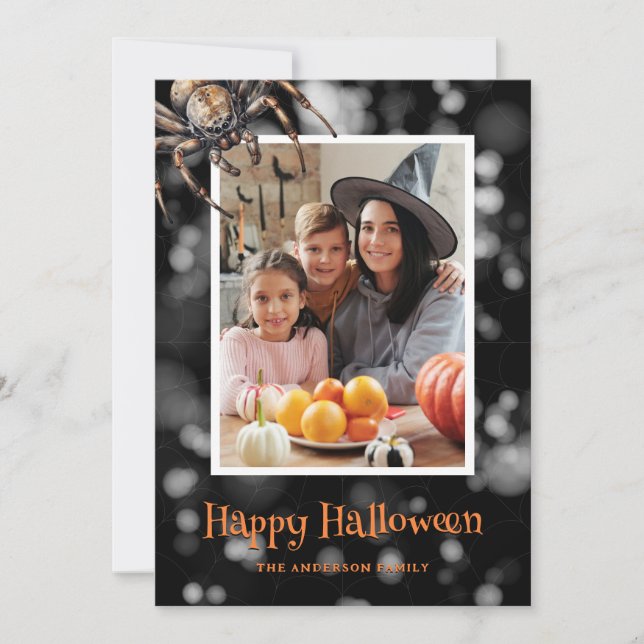 Spindelnät Photo Happy halloween Card Julkort (Framsida)
