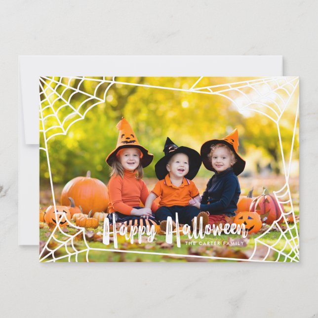 Spindelnät Ram Halloween-fotokort Julkort (Framsida)