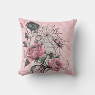 Spindelnät Ro   Rosa Damask Gothic Halloween Kudde