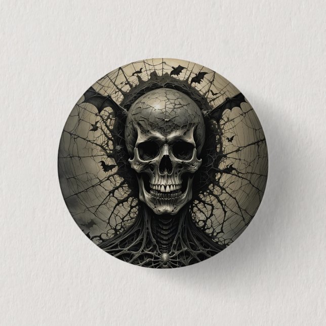 Spindelnät Skeleton Head-Button Knapp (Framsida)
