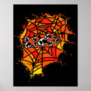 Spindelnät Spindlar Skull Poster