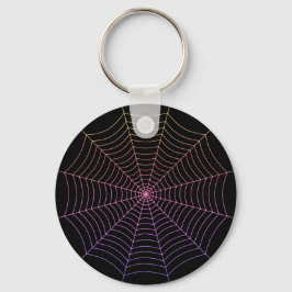 Spindelnät svart lila orange Halloween-mönster Nyckelring