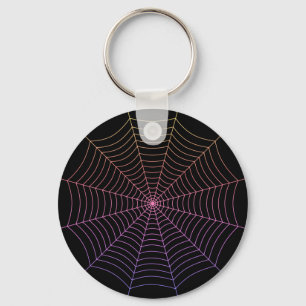 Spindelnät svart lila orange Halloween-mönster Nyckelring