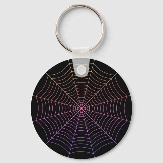 Spindelnät svart lila orange Halloween-mönster Nyckelring (Framsida)